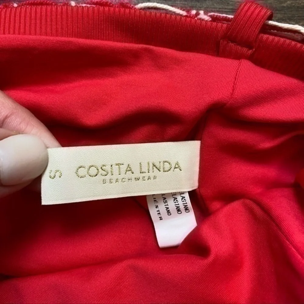 NWT Cosita Linda Red Bikini Bottoms Tassel Tie High Cut Small